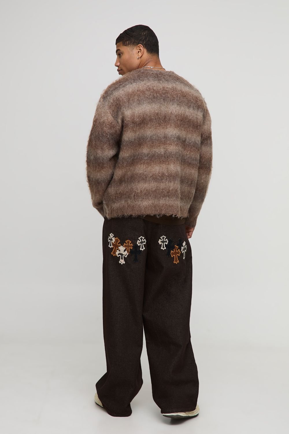 Brown fluffy ombré cardigan