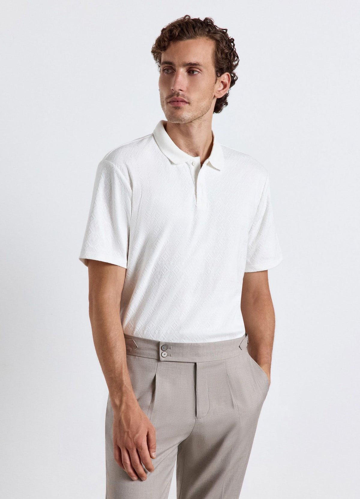 Plain jacquard polo shirt