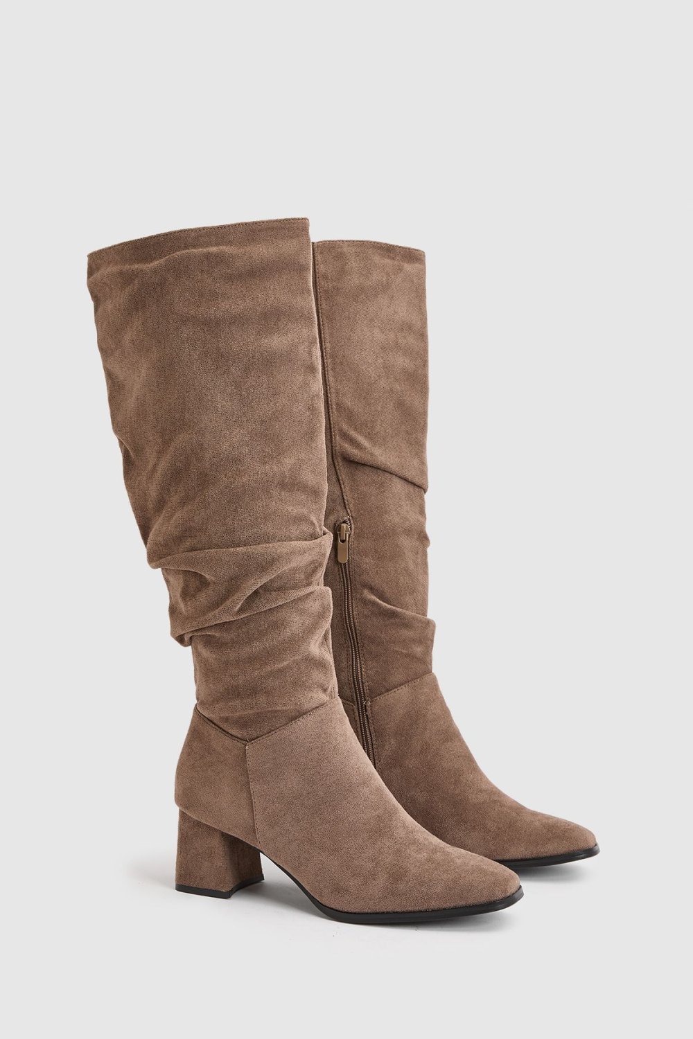 Bottes hautes en suédine à talon bloc