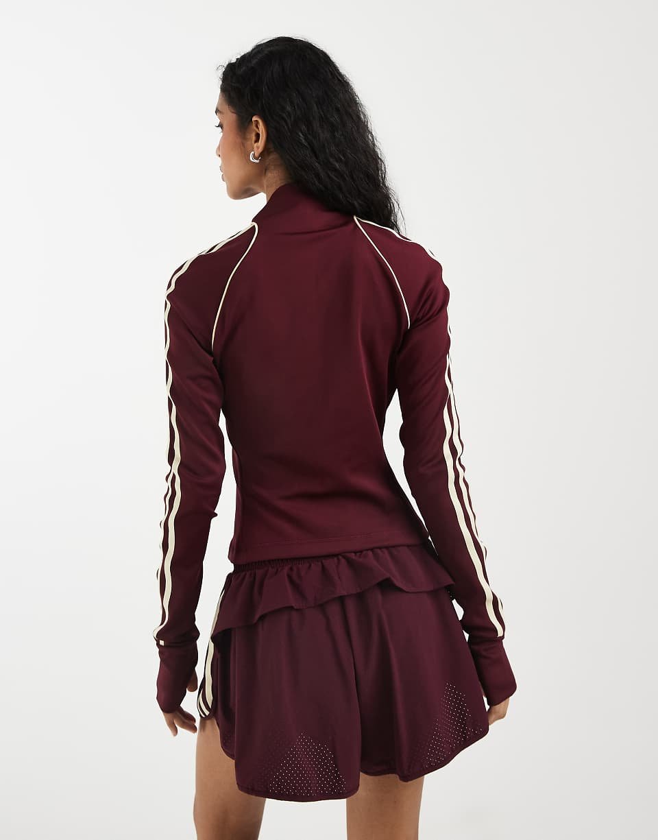 Top de sport zippé - Bordeaux et crème