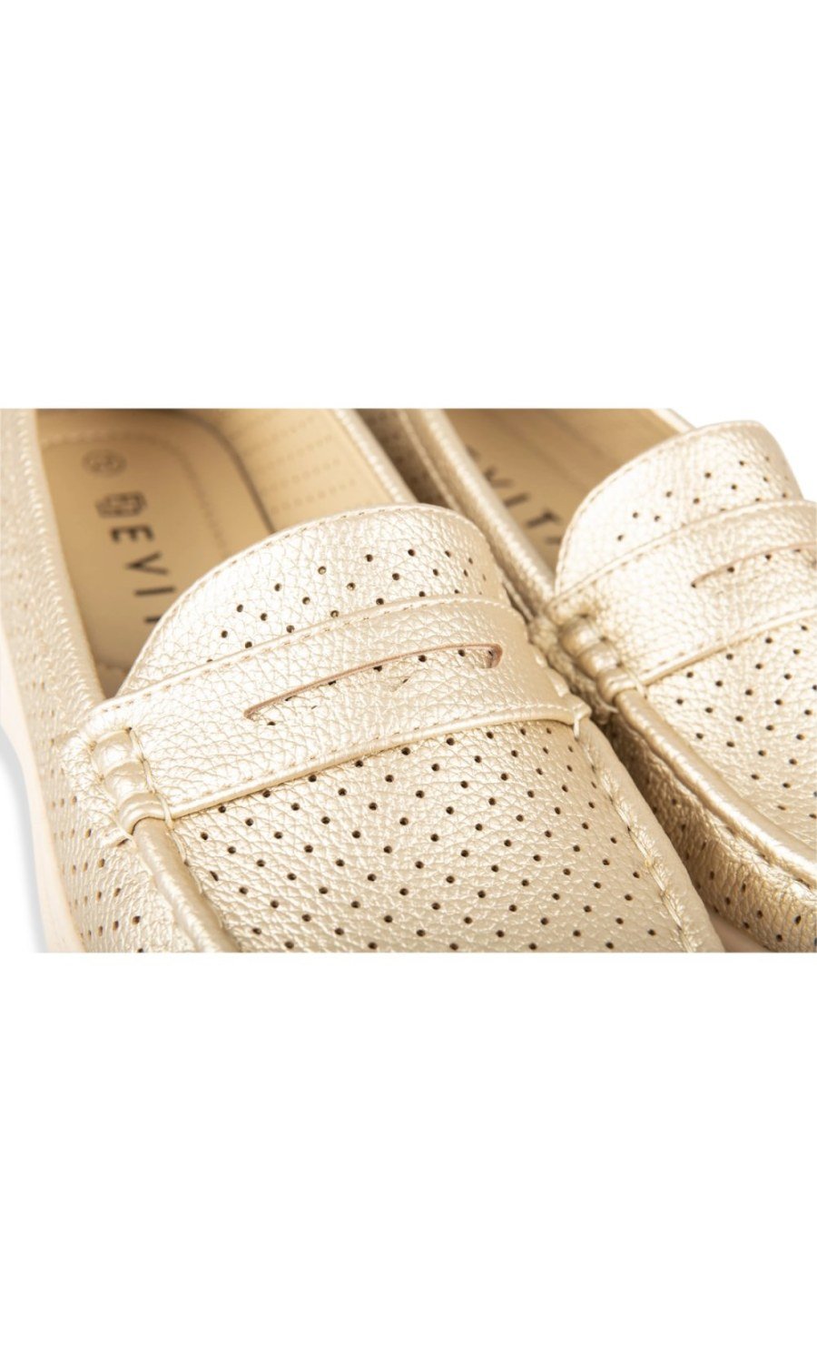 Gold perforated chunky-sole loafers