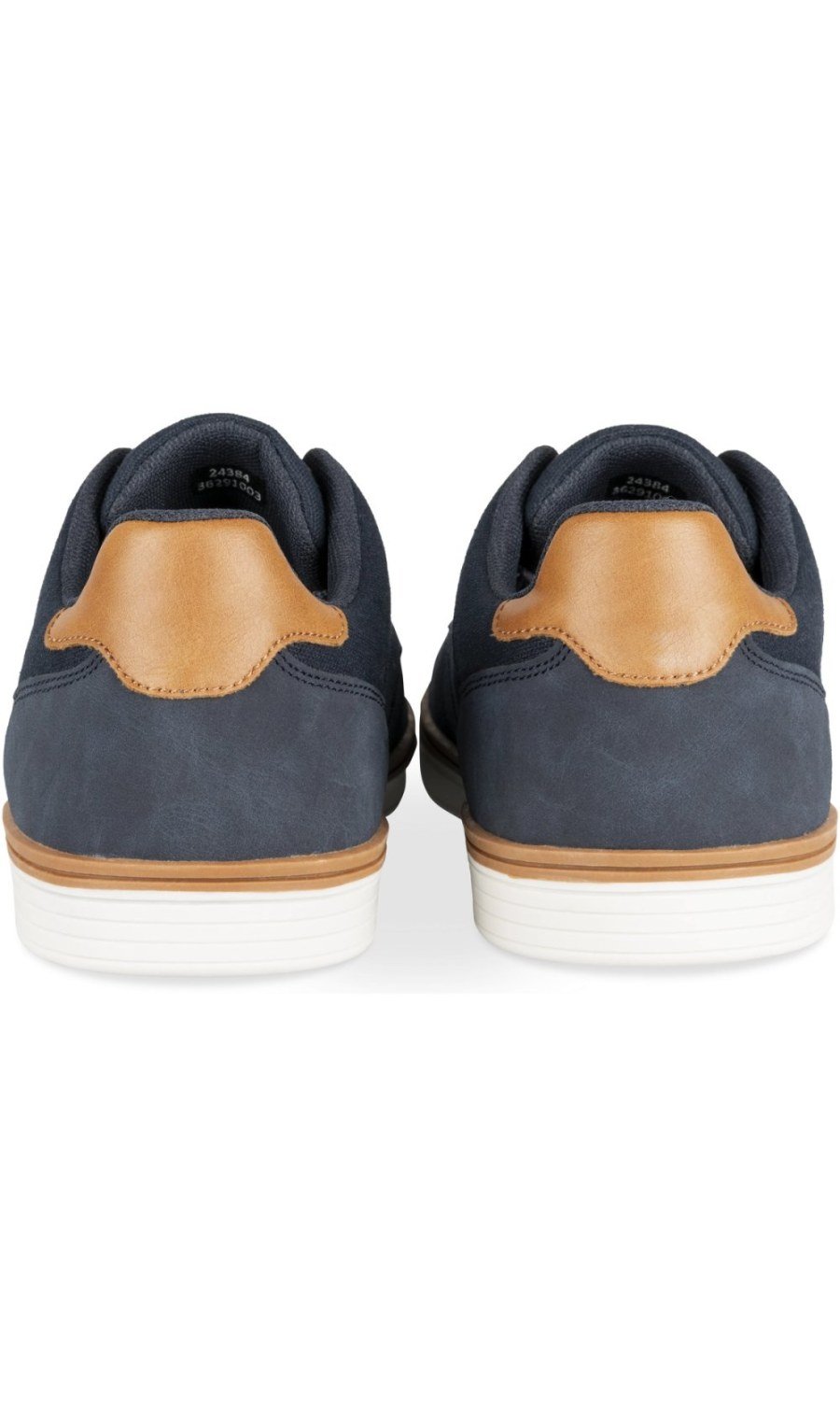 Navy casual trainers, tan sole stripe