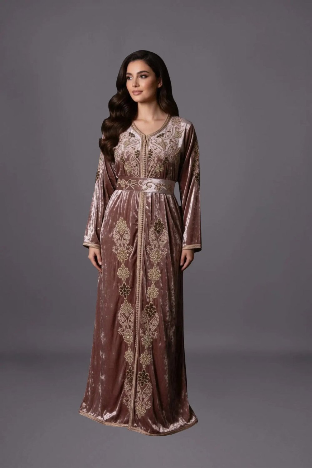 Caftan f velours rose 9dim