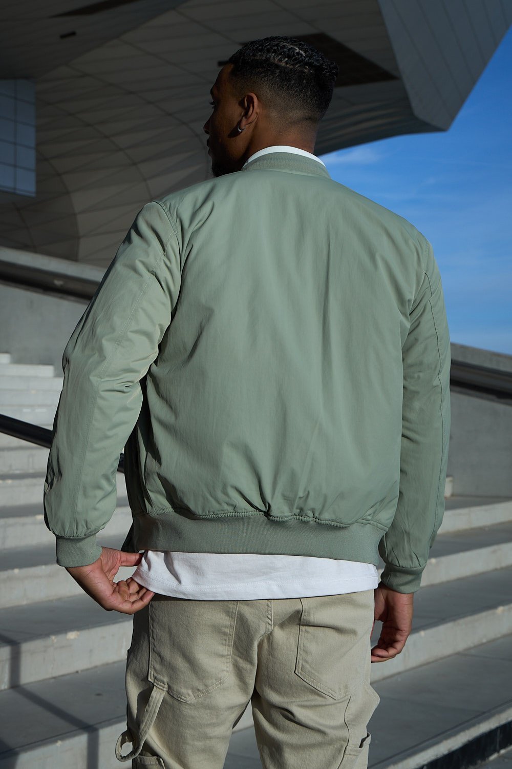 Veste bomber à col montant verte