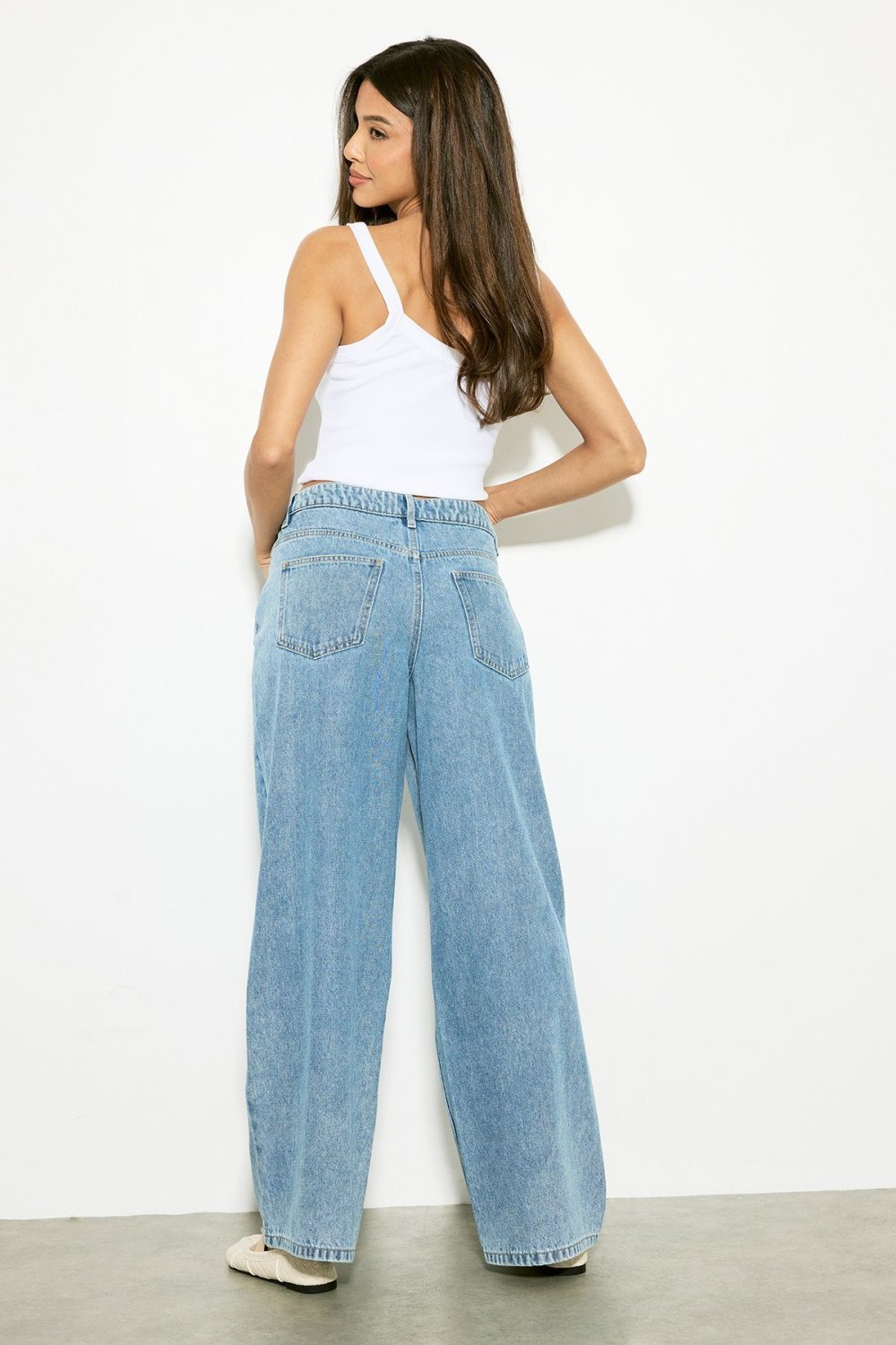 Mid blue mid-rise boyfriend jeans