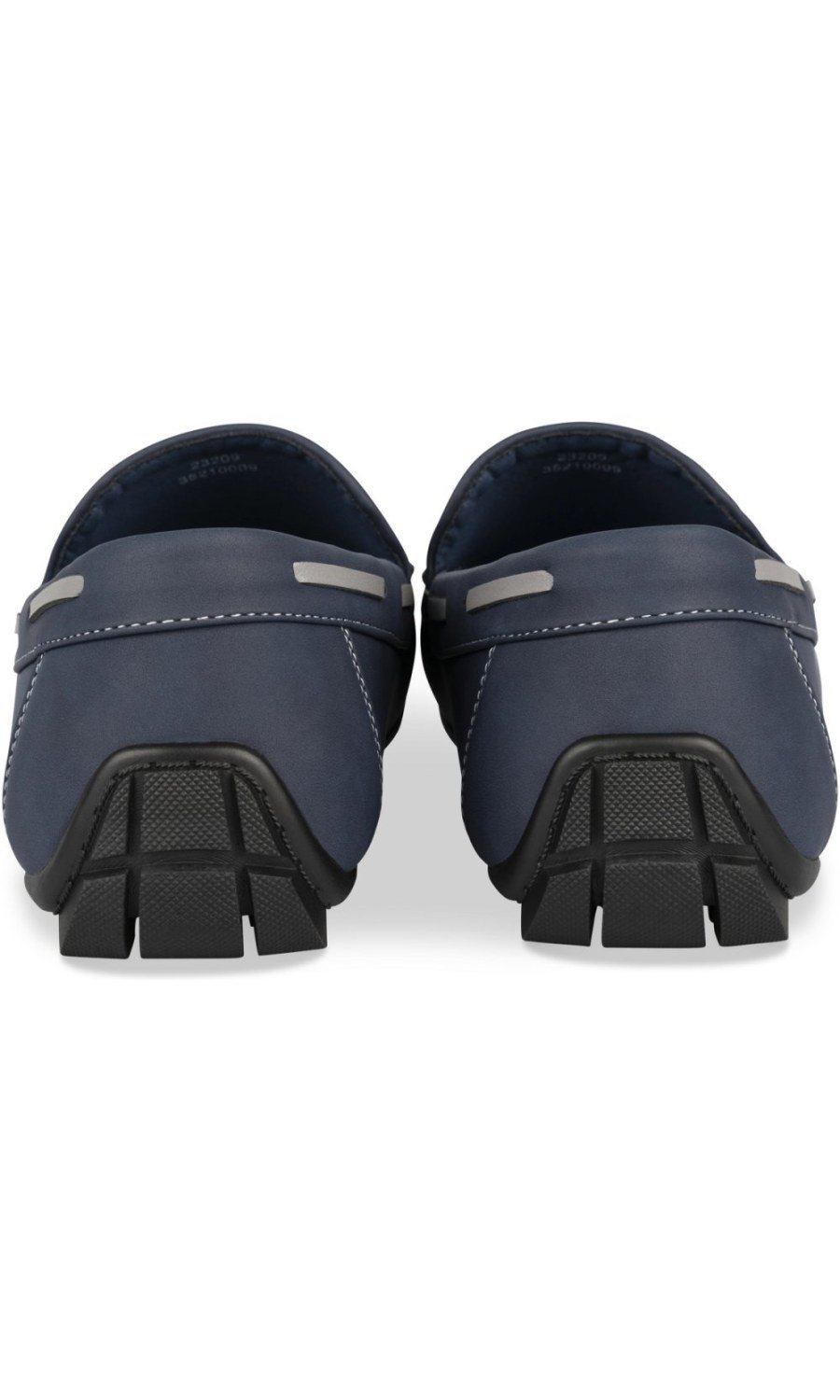 Navy driving loafers, grey trim