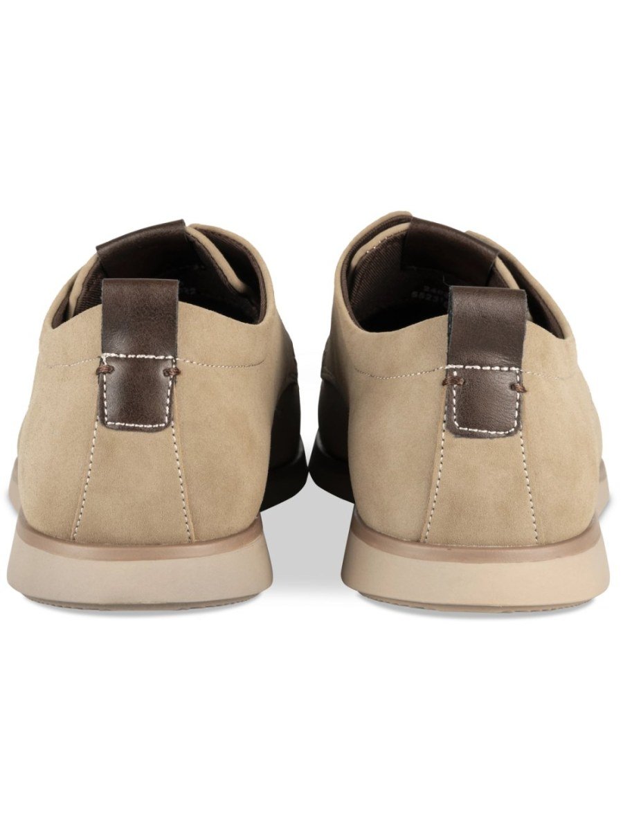 Beige suede-effect derbies