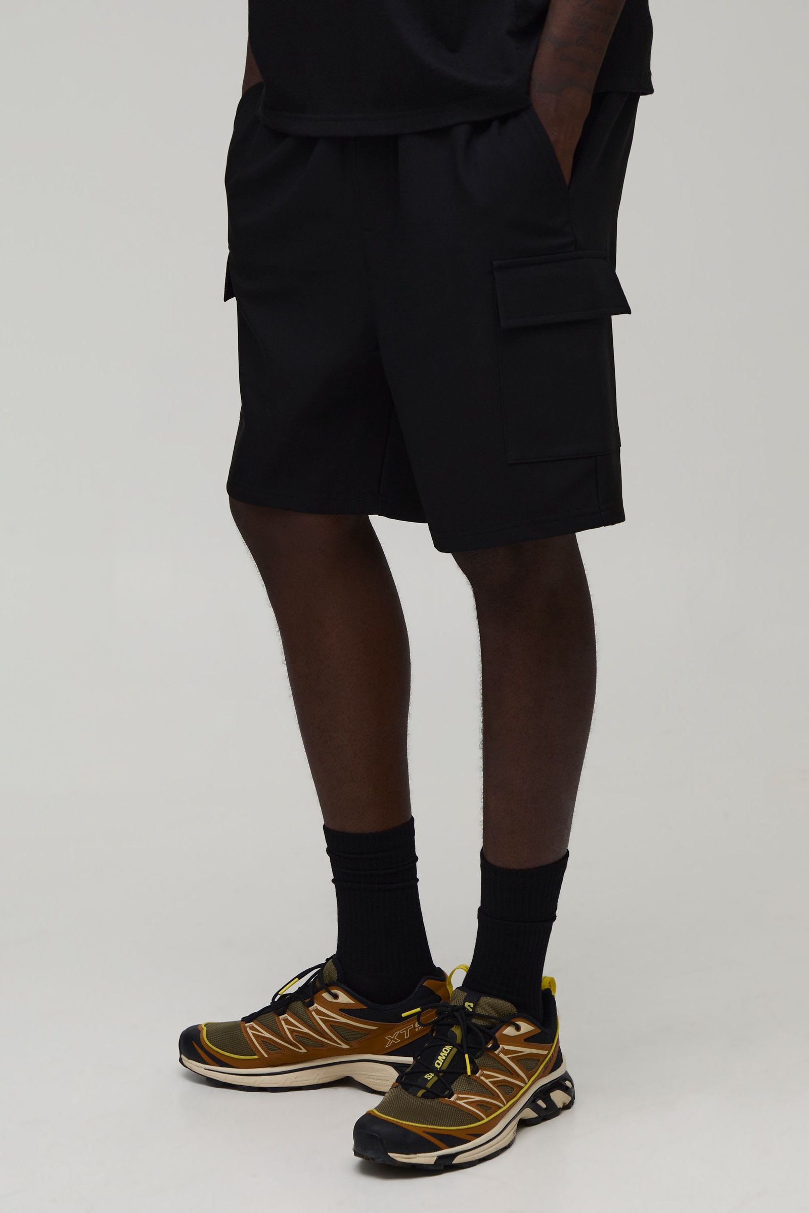 Short Cargo Technique Extensible À Taille Élastiquée Coupe Décontractée