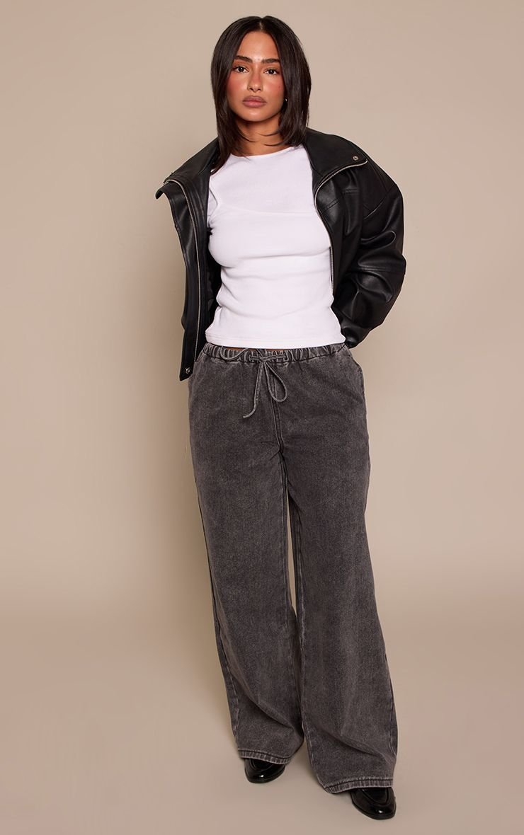 Jean large taille haute rmadi delavé - Petite