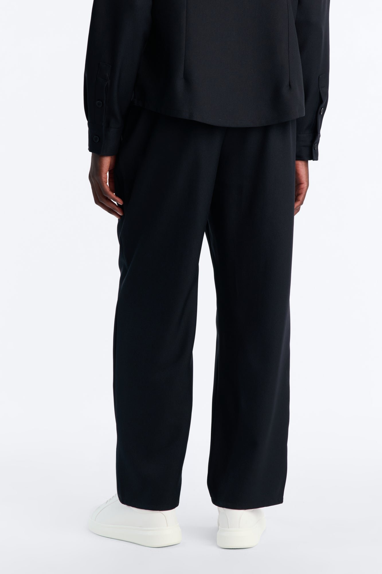 Pantalon baggy en sergé à taille hybride