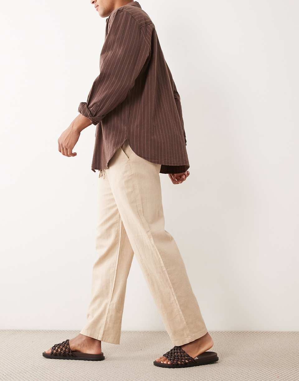 Pantalon en lin mélangé - Beige
