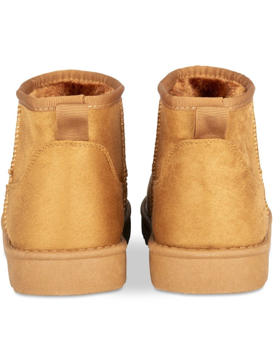 Camel ultra-short faux suede boots