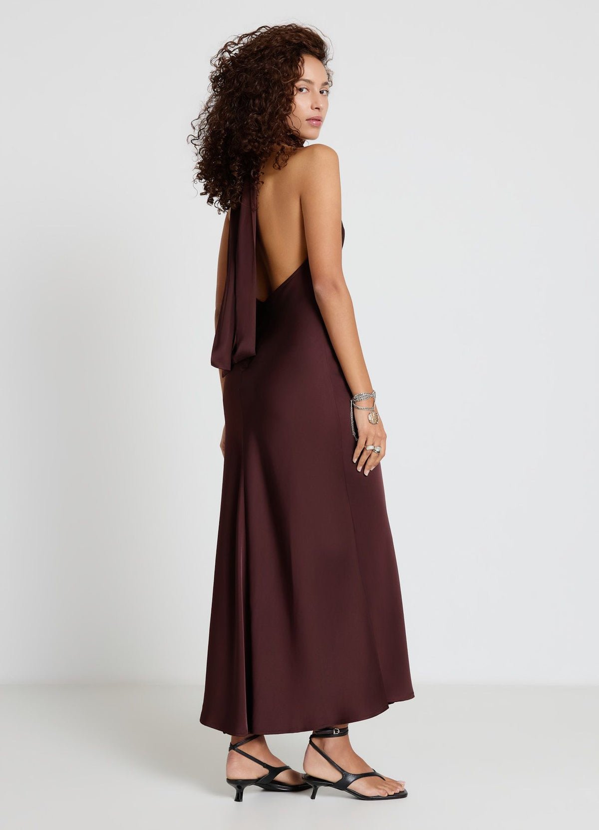 Halter-neck maxi dress with bow