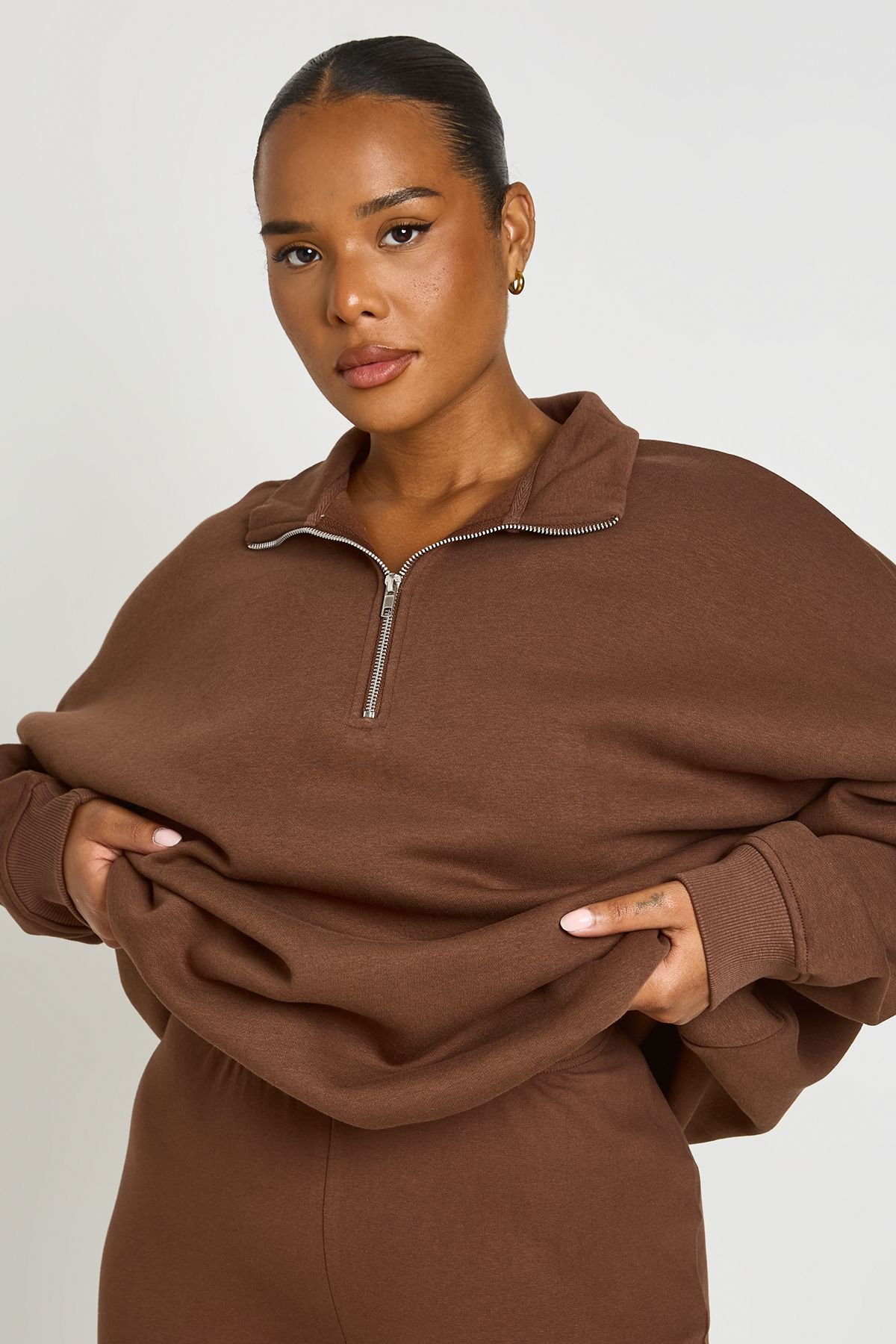 Ensemble sweat demi-zip et legging - Grande taille