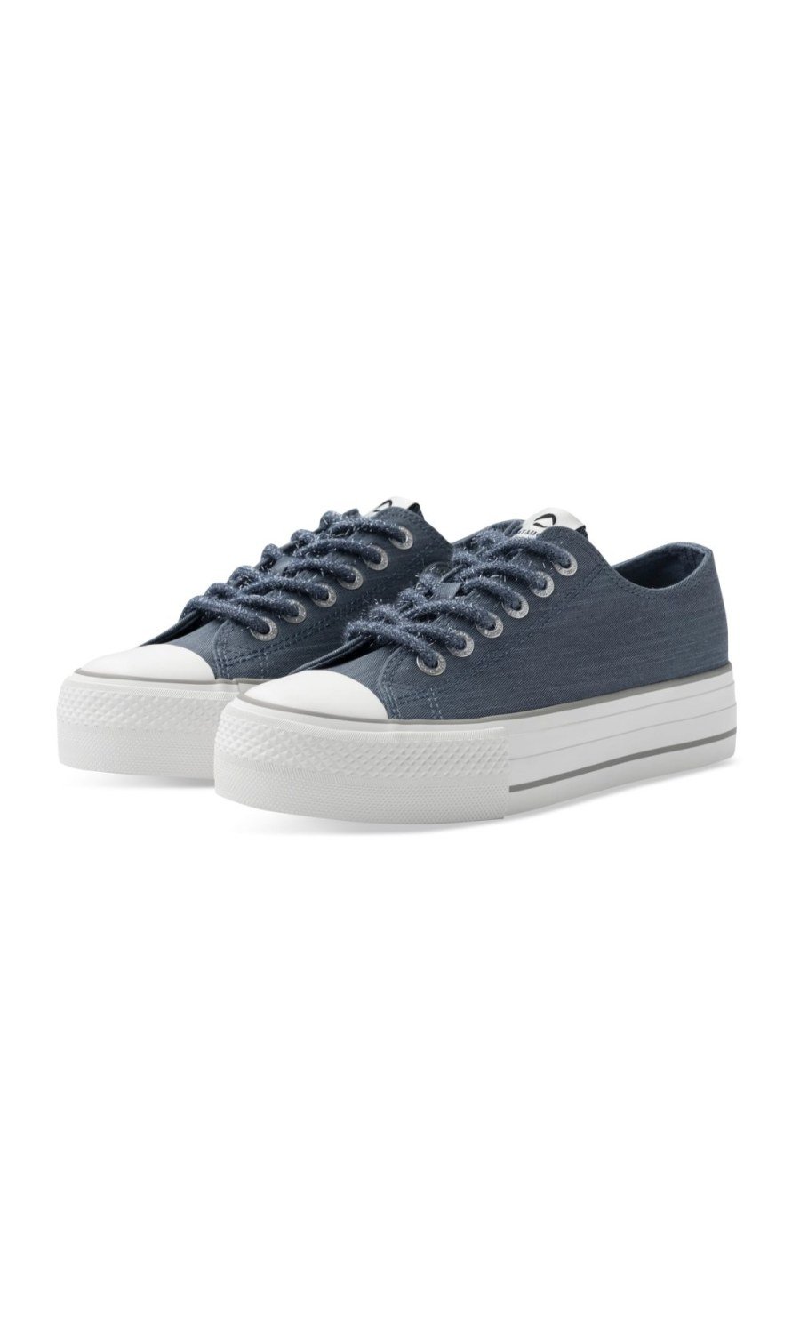 Denim blue canvas platform sneakers