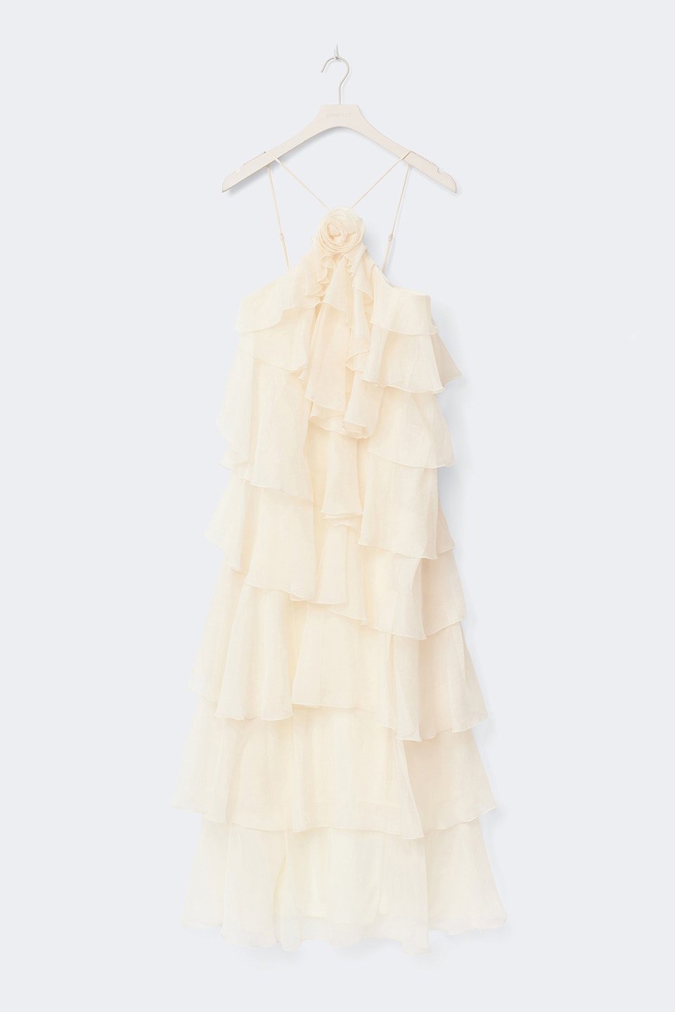 Robe longue sans manches à volants