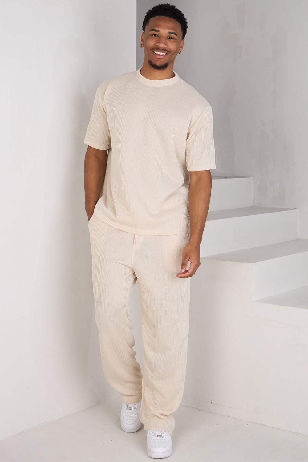 Ensemble t-shirt crochet w jogging beige