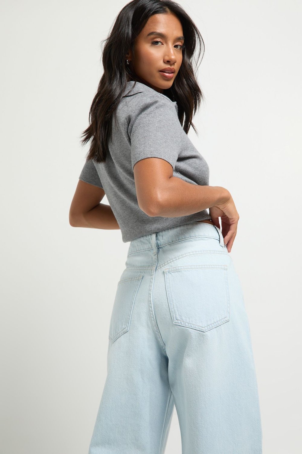 Jean droit taille haute bleu très clair - Petite
