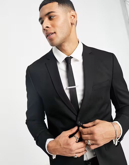 Premium - Veste de costume ajustée - Noir