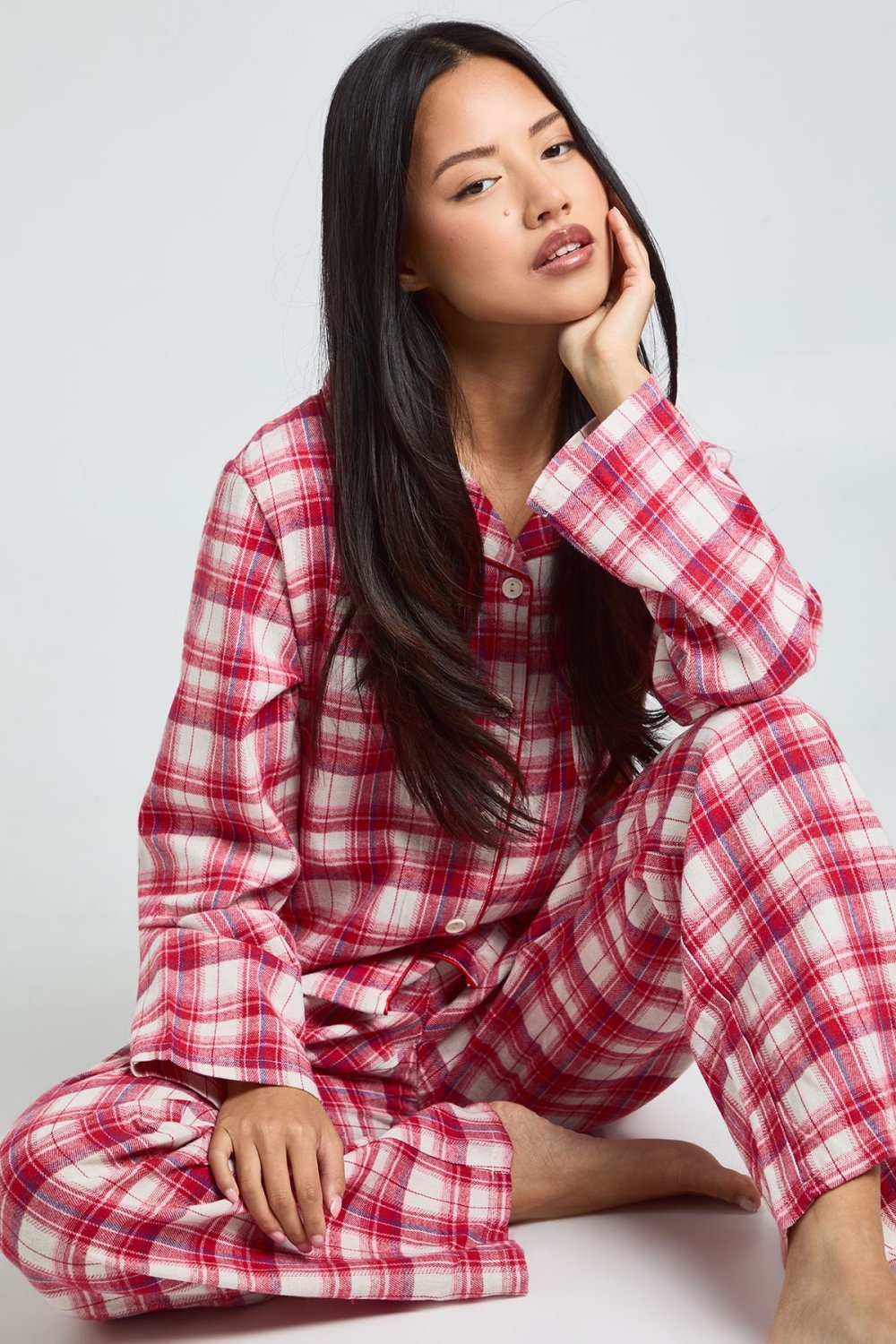 Flannel shirt and trouser pyjama set - Petite