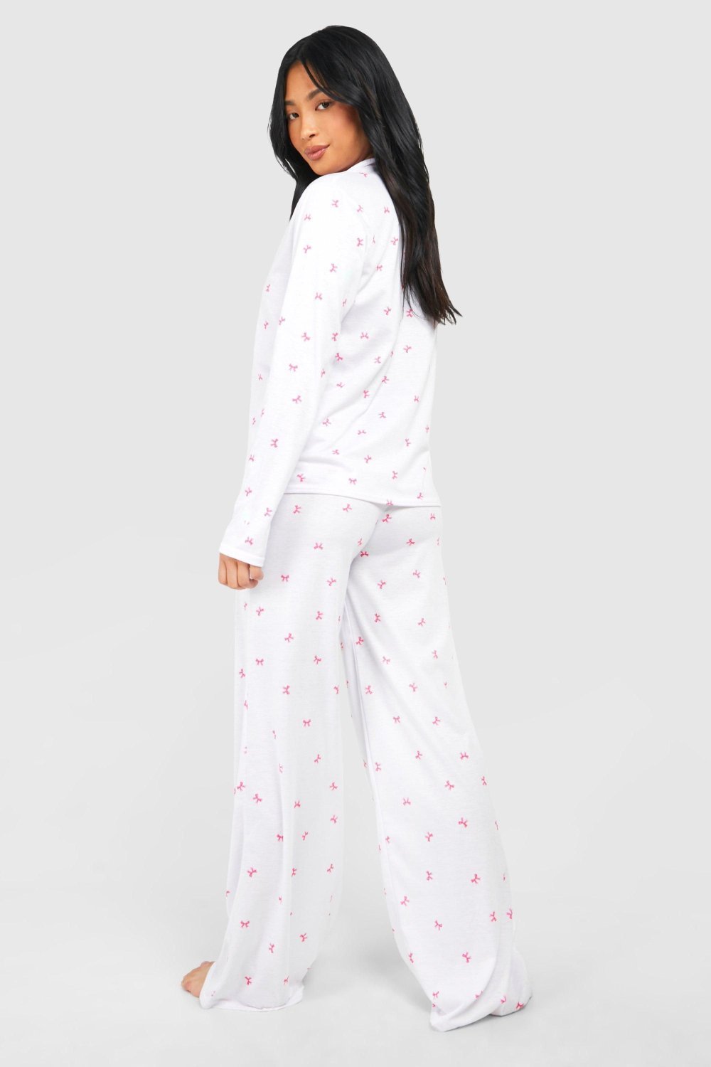 Bow print shirt and trouser pyjama set - Petite