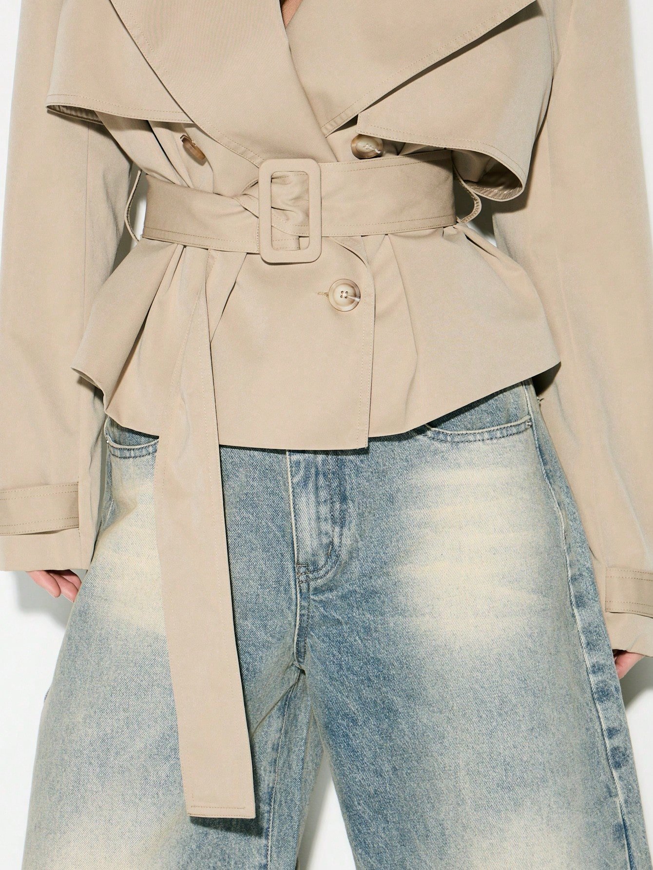 Manteau trench double boutonnage b épaulettes w ceinture