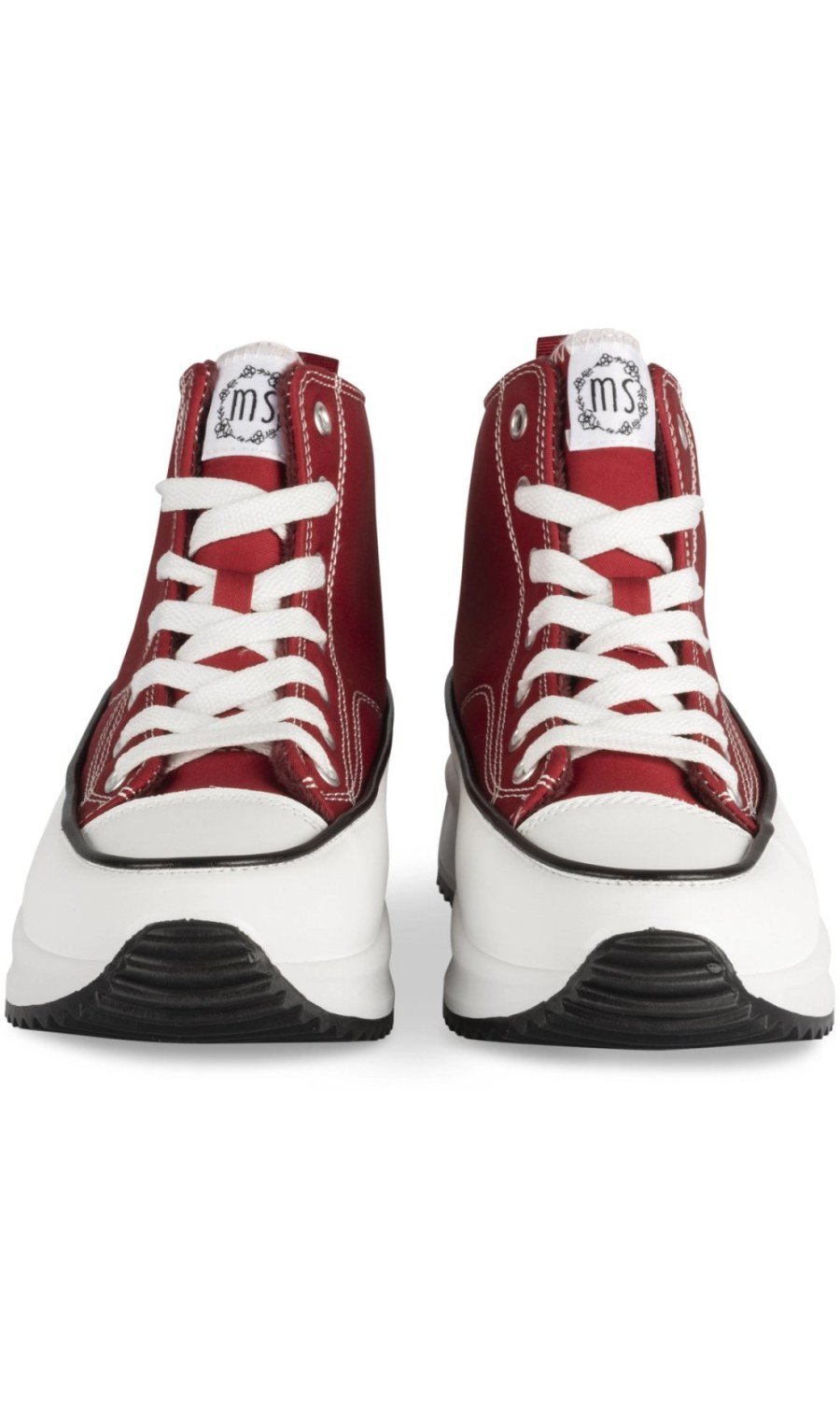 Burgundy high-top platform sneakers