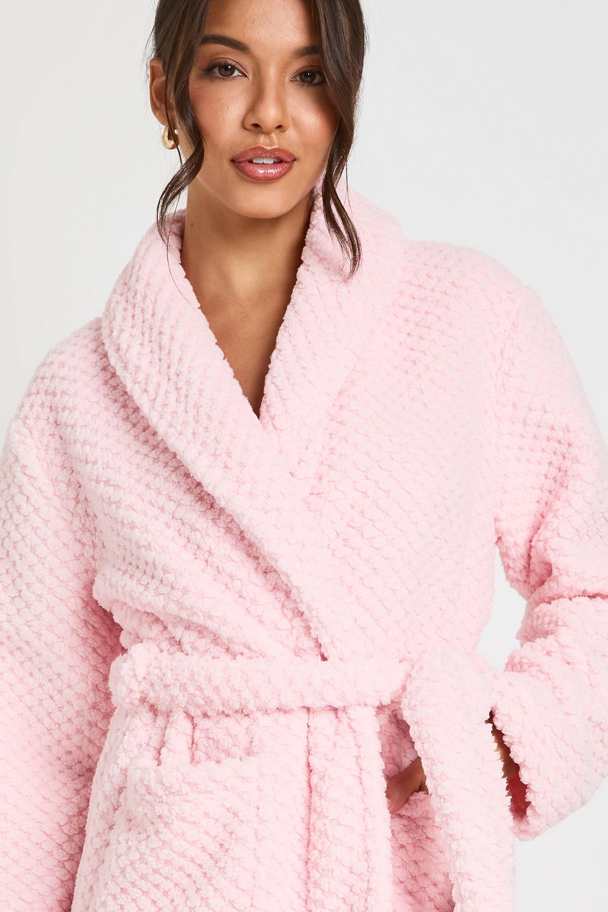 Robe De Chambre Longue En Polaire Gaufrée