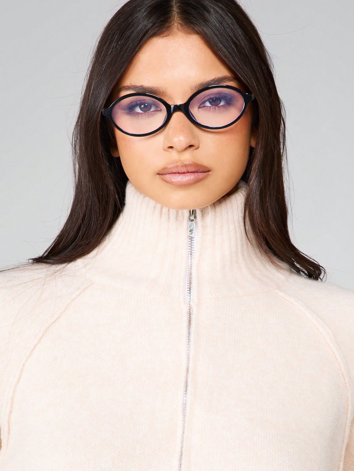 Cardigan en maille à col roulé et demi-zip