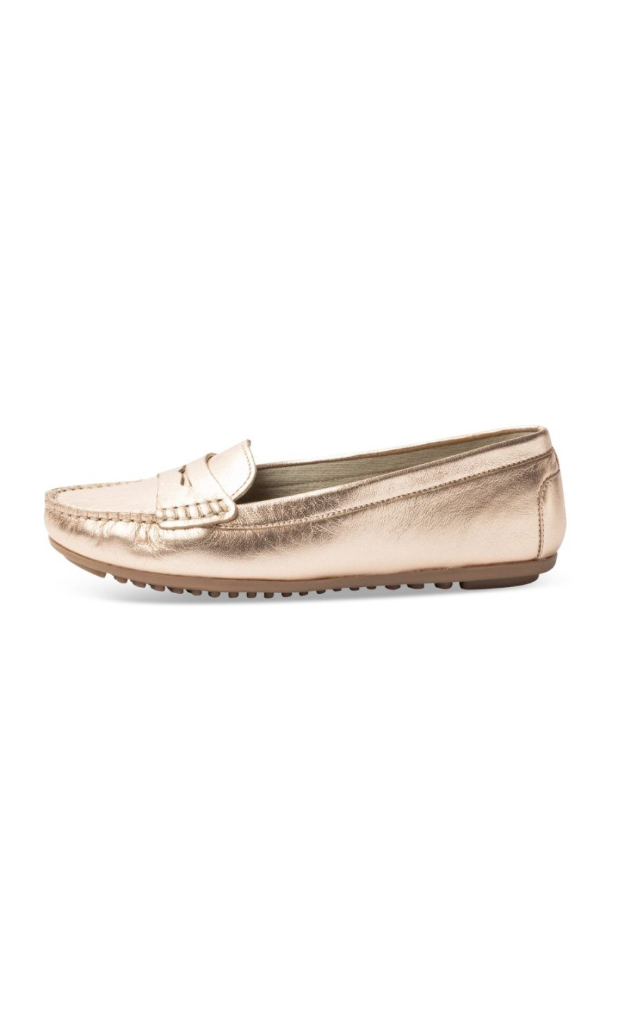 Mocassins métallisés à bride rose gold