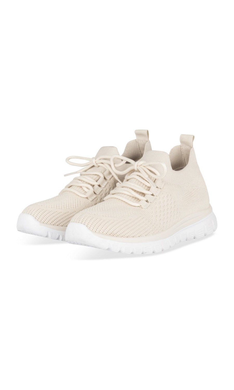 Baskets b maille w lacets beige