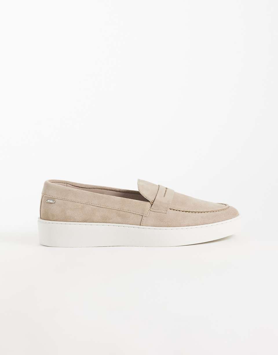 Textured suede loafers - Taupe