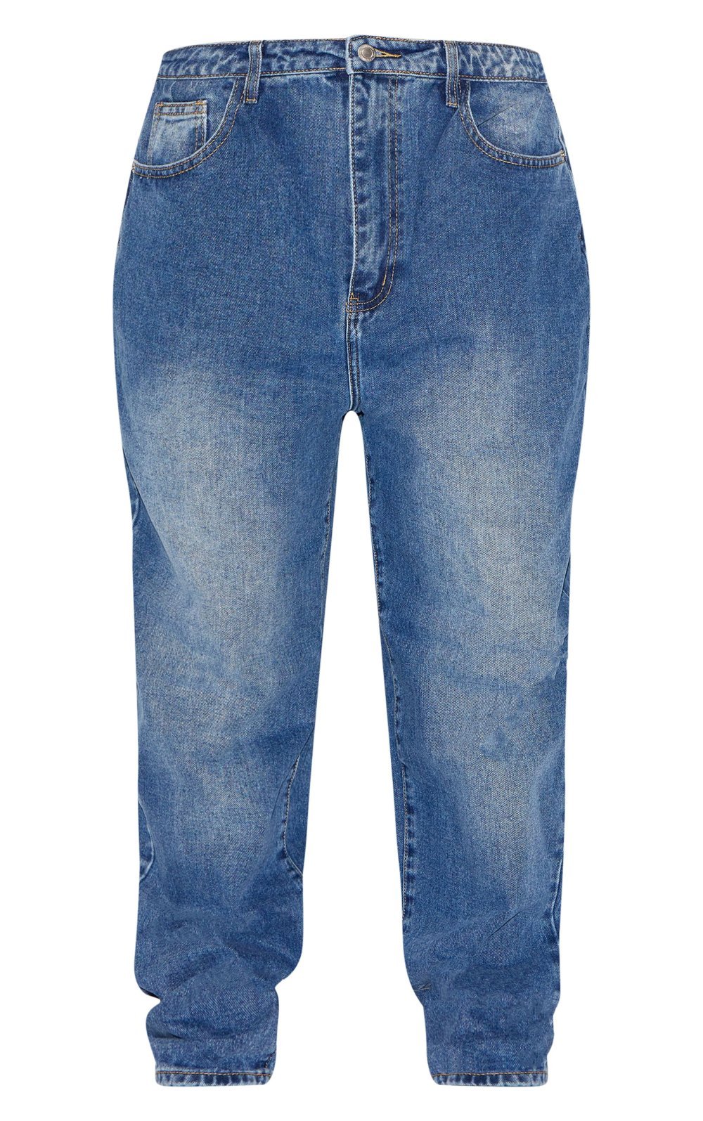 Mid blue high-waisted mom jeans - Plus size