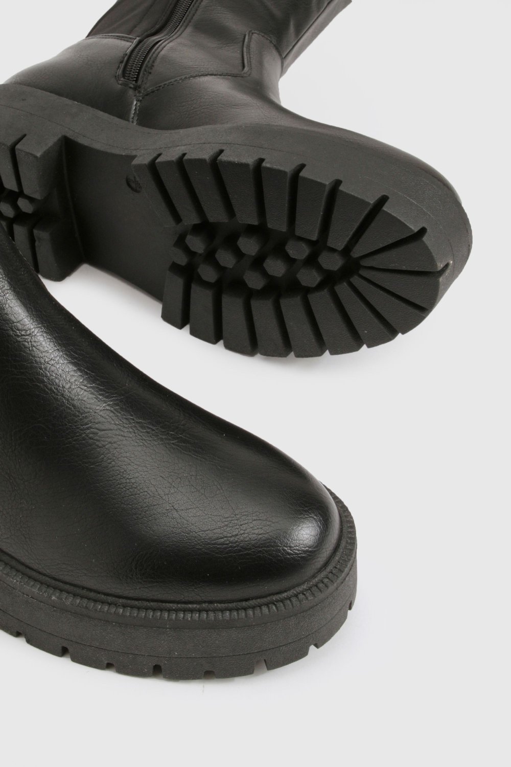 Stretch platform knee-high boots
