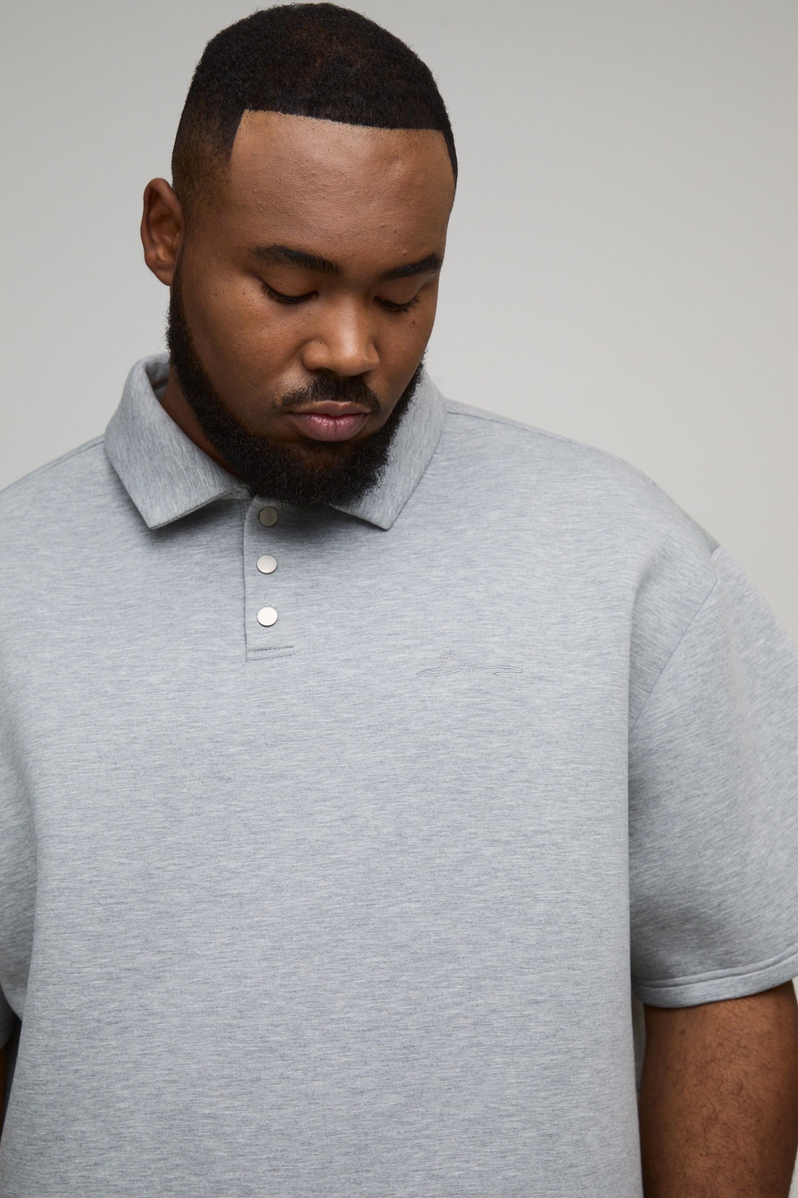 Boxy bonded scuba rugby polo - Plus size