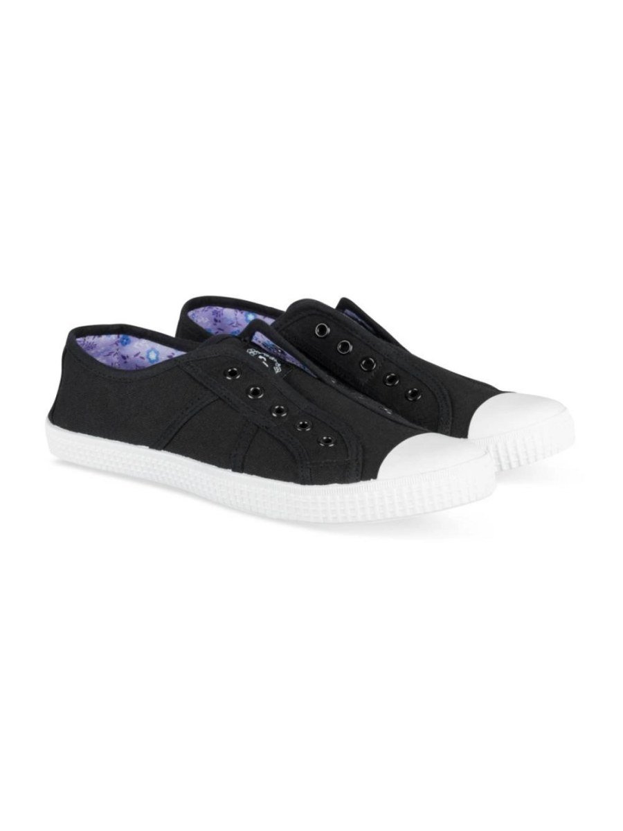 Black elasticated canvas sneakers
