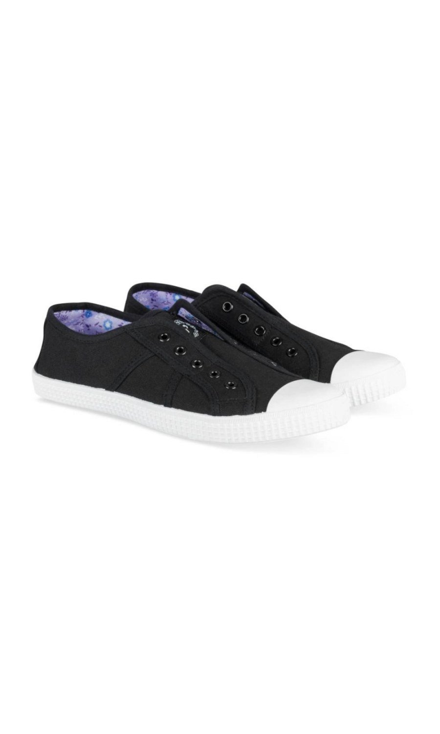 Black elasticated canvas sneakers