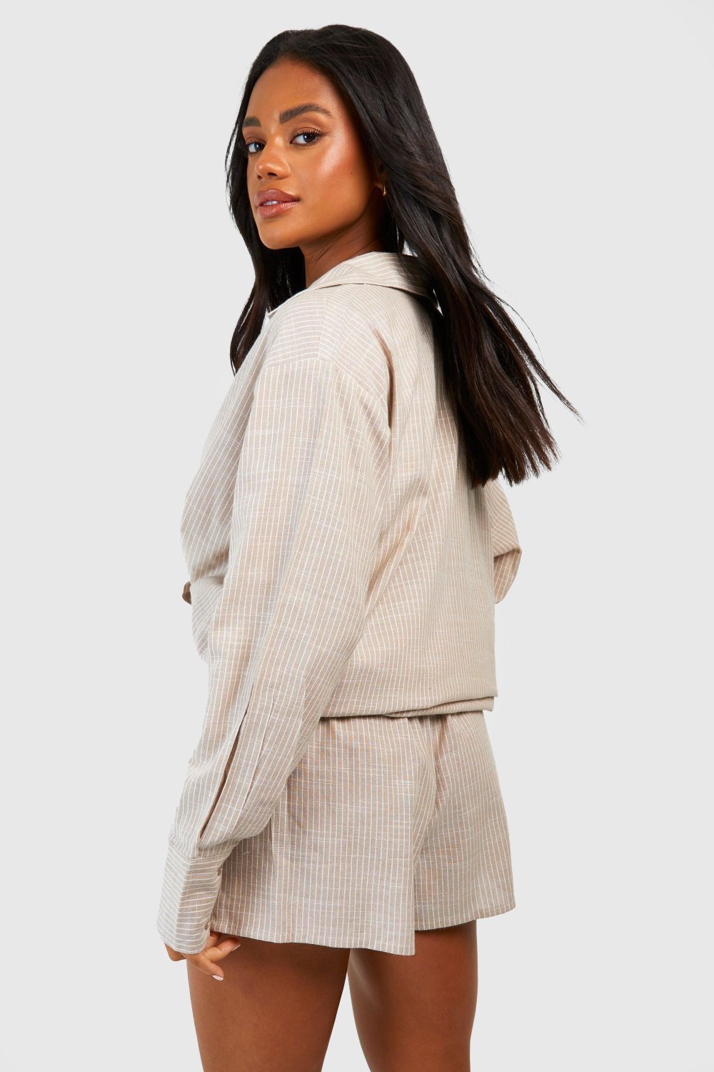 Short de pyjama en coton à fines rayures