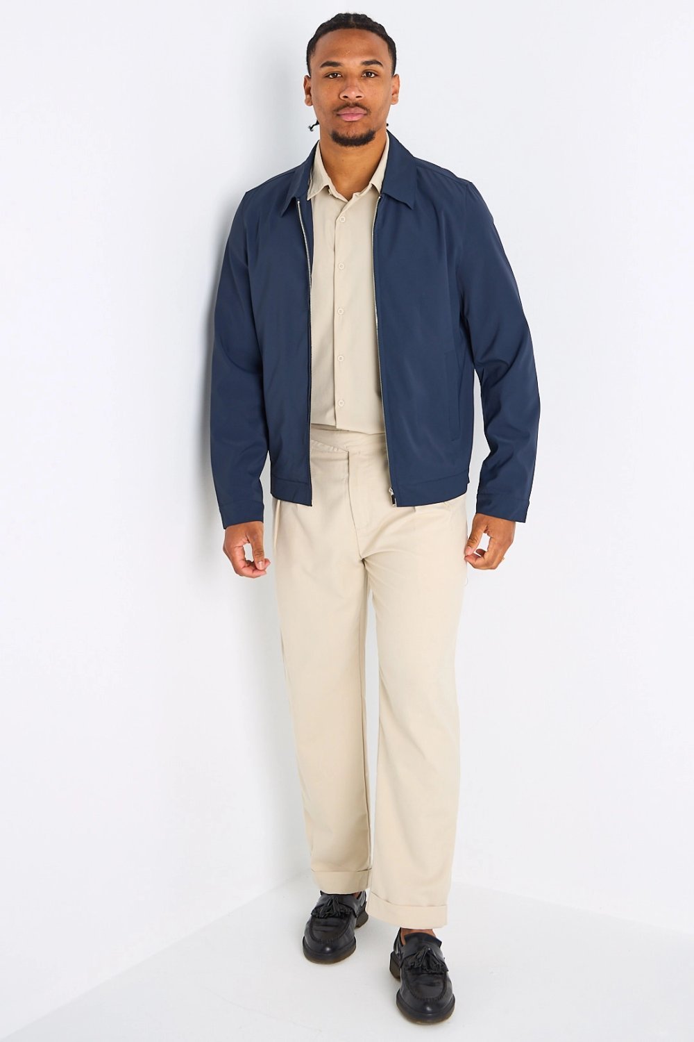 Navy zip-up jacket with collar