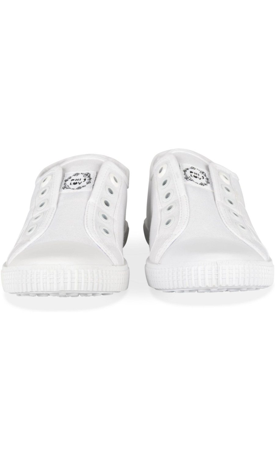 White canvas plimsolls with toe cap