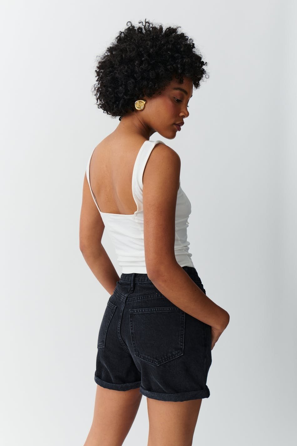 Short jean taille haute