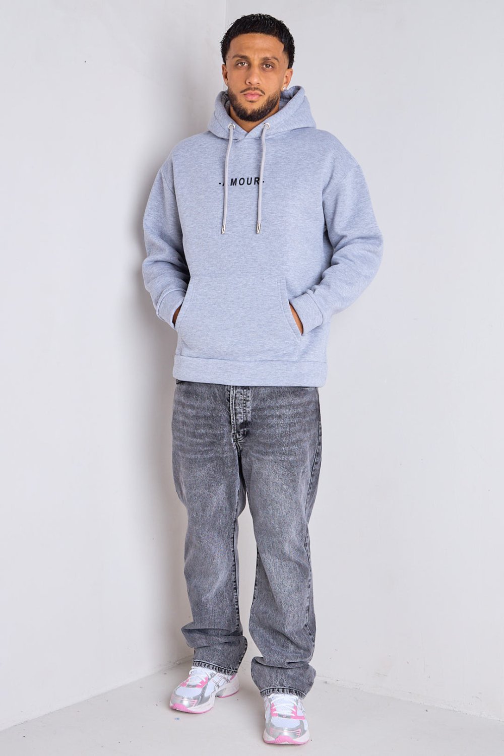 Grey hoodie with amour lettering