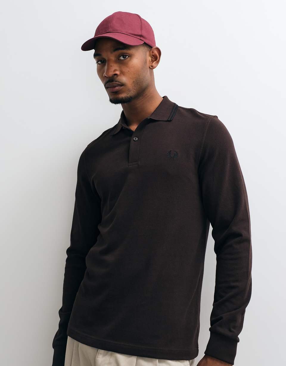 Polo à double liseré marron foncé avec liserés noirs