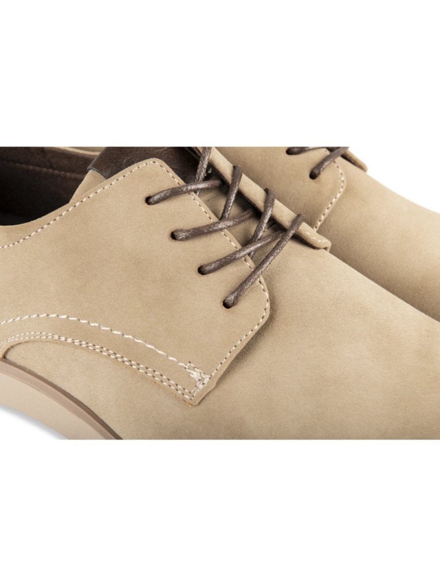 Beige suede-effect derbies