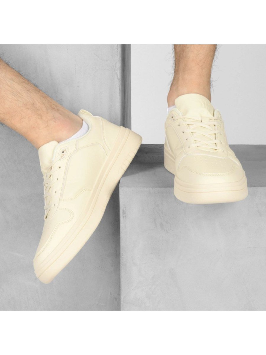 Beige plain sneakers with chunky sole