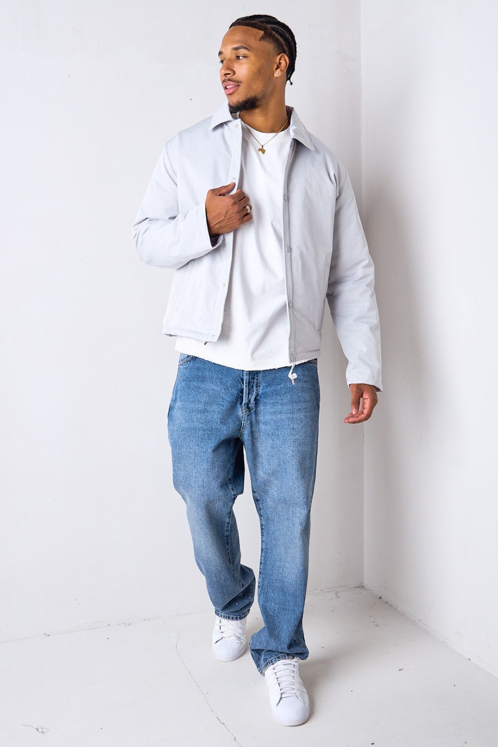 Manteau 9sir khfif b col chemise gris