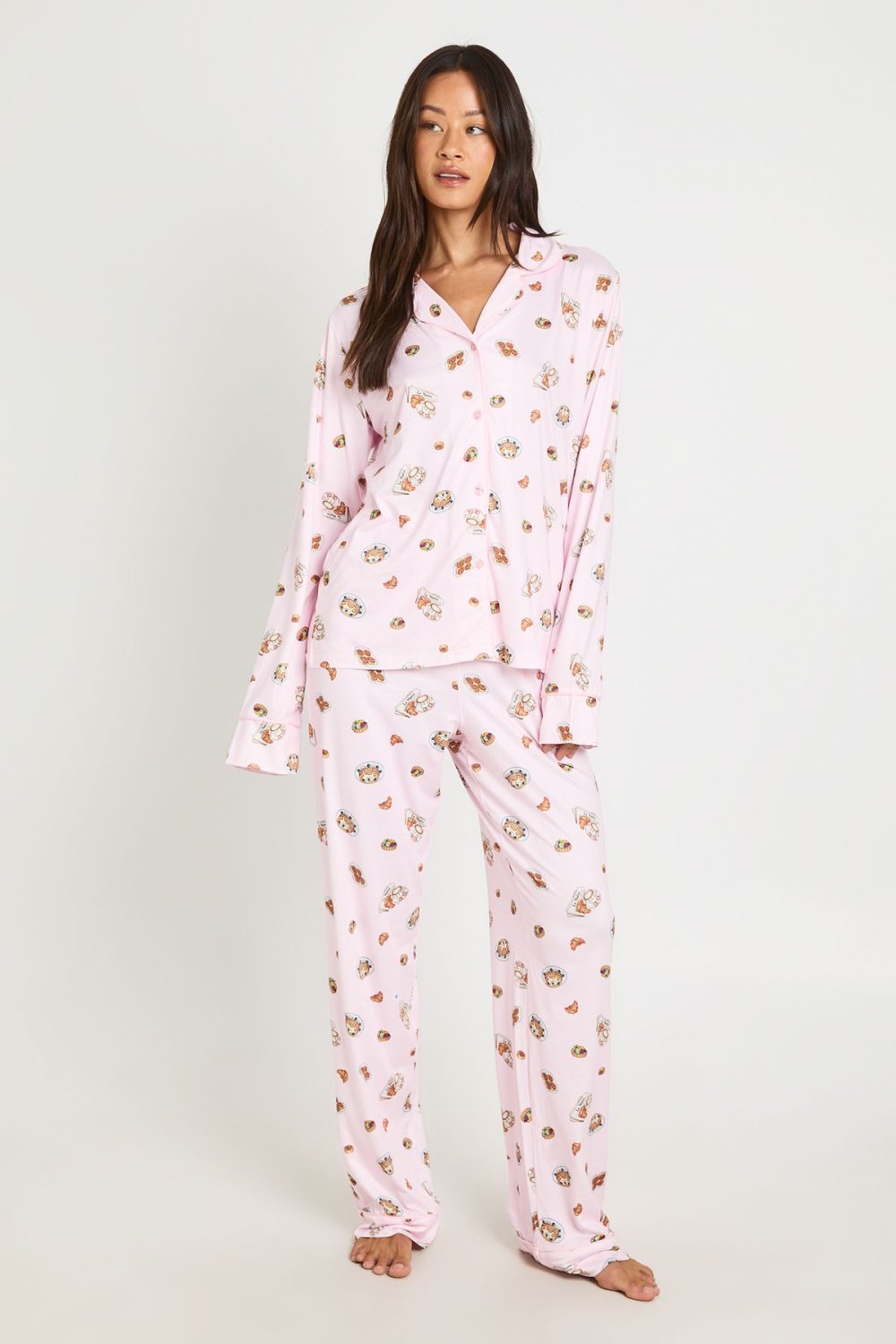 Breakfast print top and trouser pyjama set - Tall