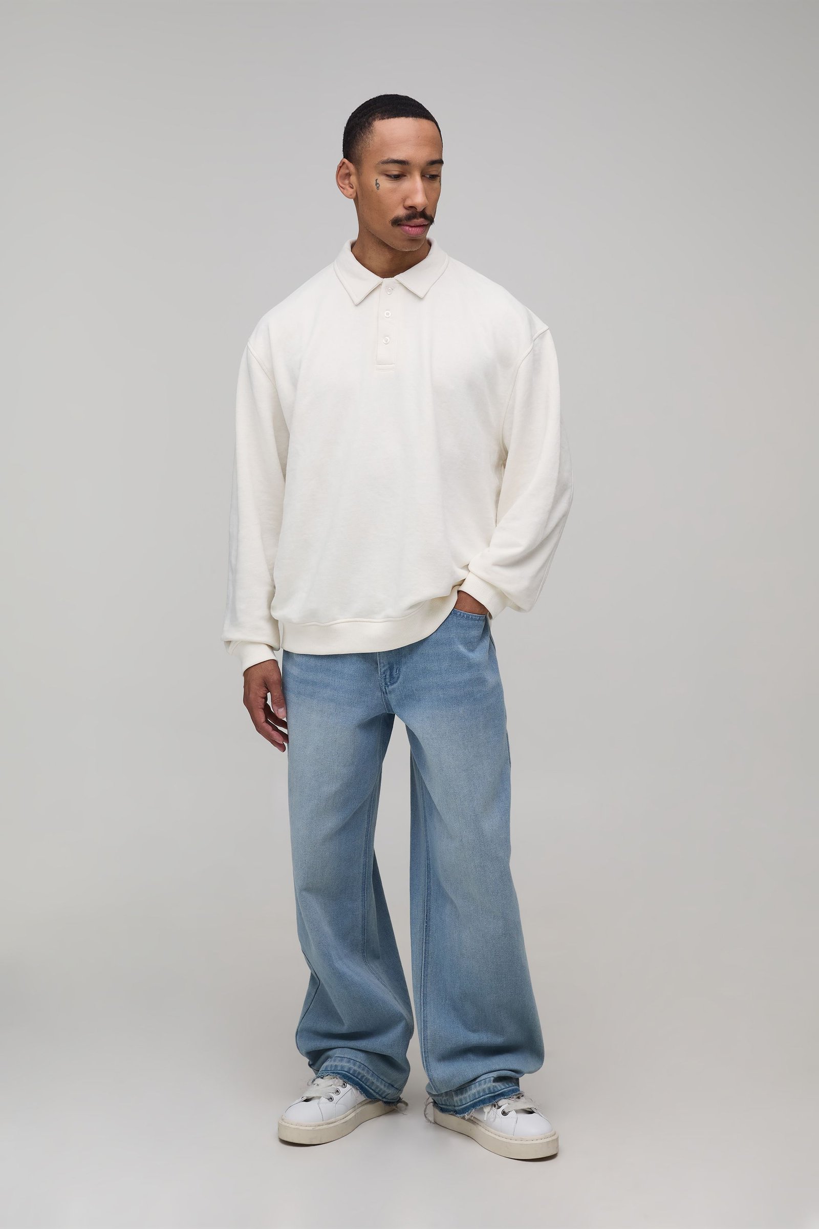 Polo rugby oversize avec détails de coutures