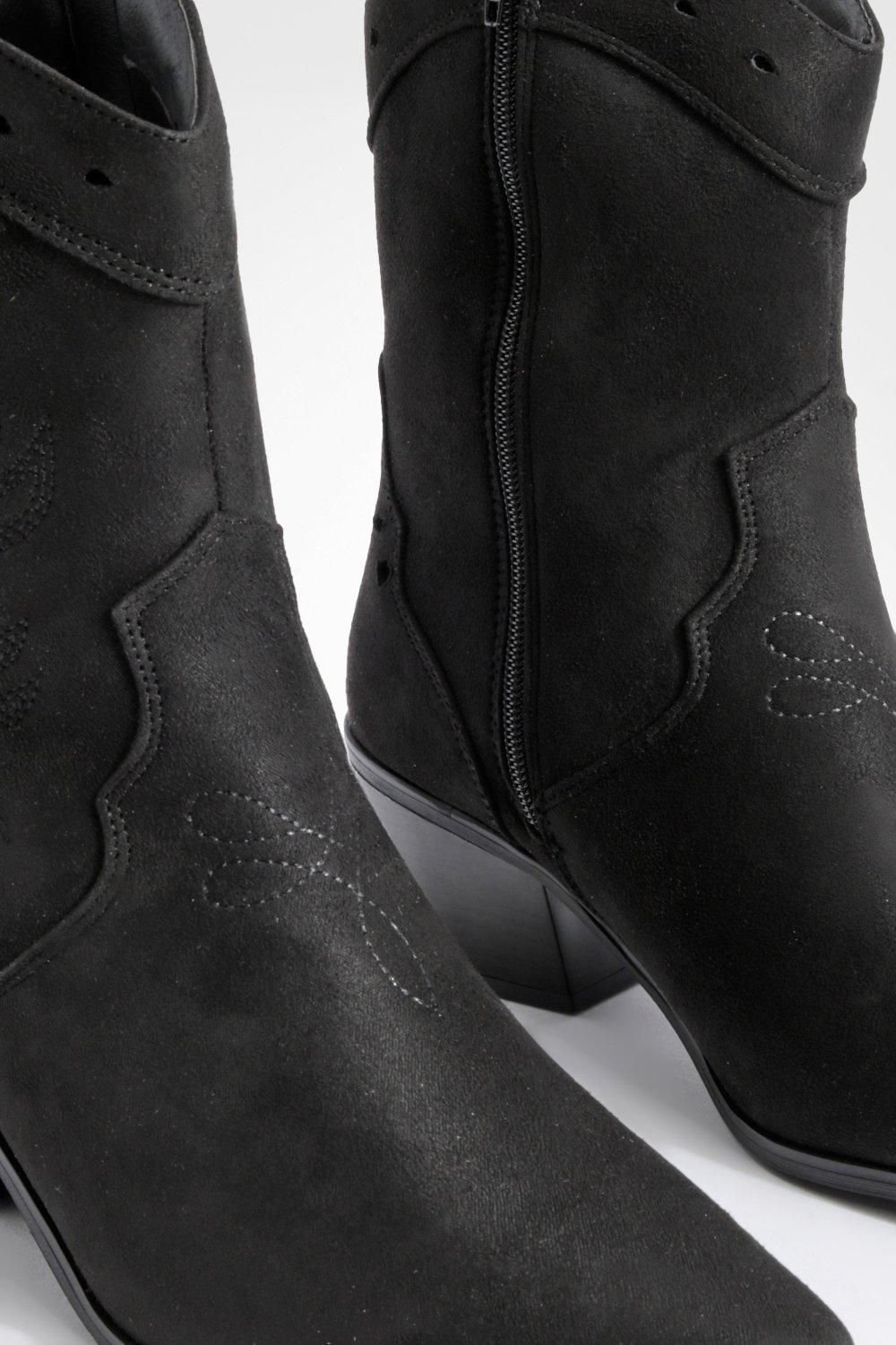 Cut-out faux suede western boots