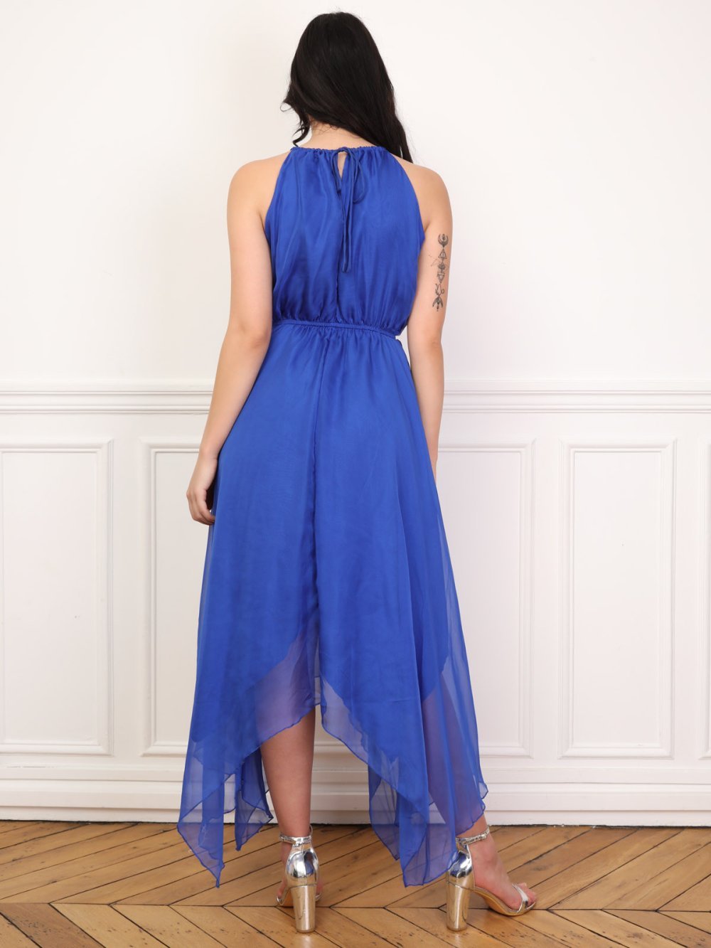 Robe twila mfer3a b col américain w volants zer9a